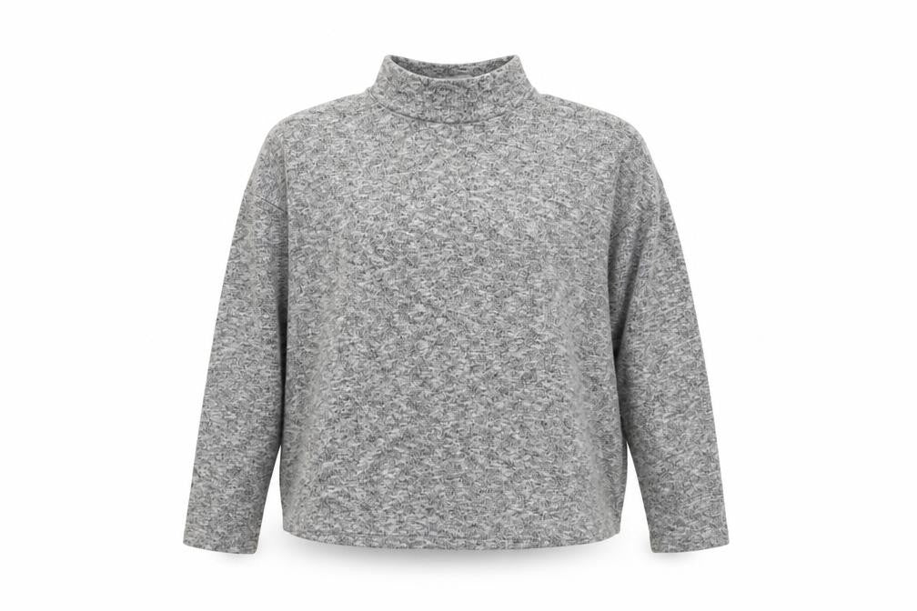 Front view of H&M women’s grey high neck polyester jumper, size S