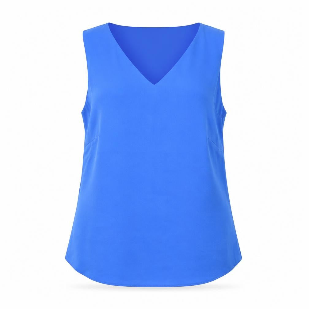 Dunnes Womens Blue Polyester Basic Tank Size 10 V-Neck