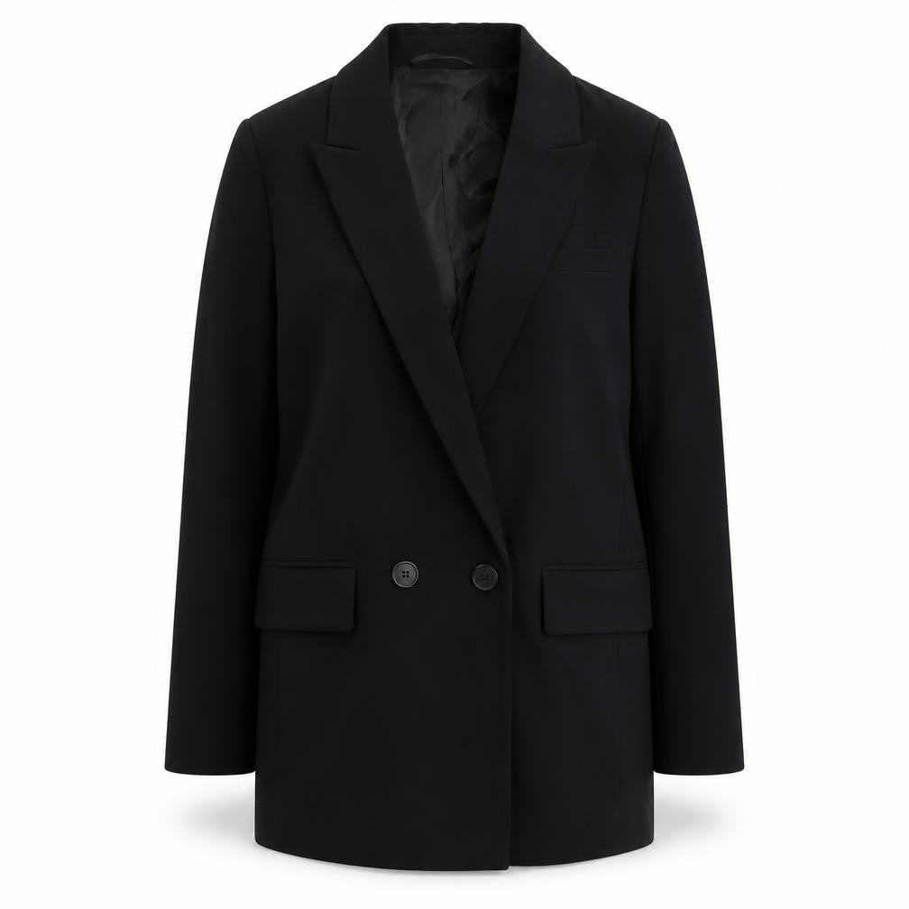 Front view of Marks & Spencer women’s black polyester jacket suit jacket, size UK 8