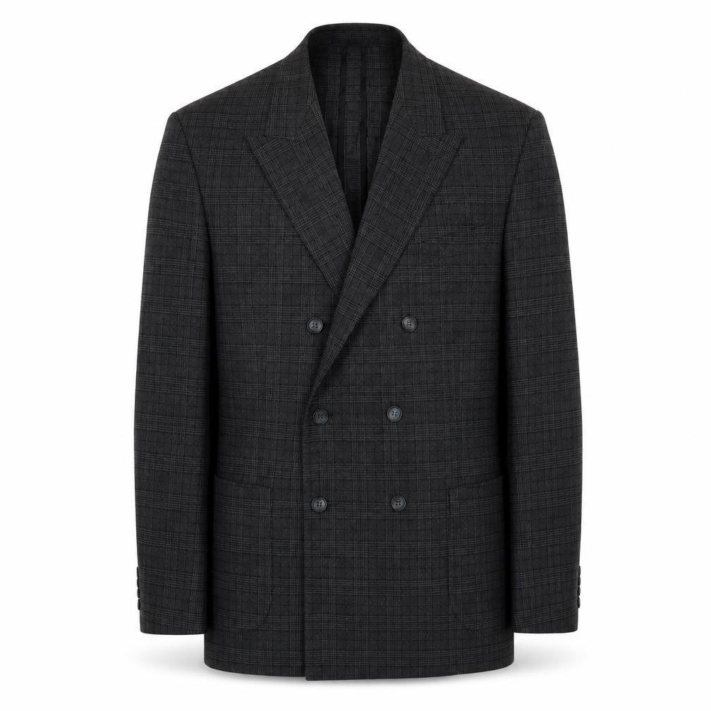 Front view of Marks & Spencer men’s grey geometric polyester jacket suit jacket, size 2XL, regular