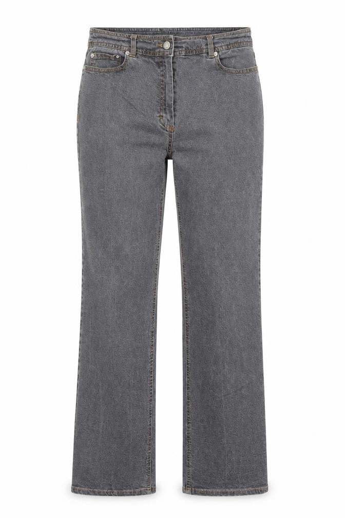 Front view of Kookai women’s grey cotton straight jeans, size UK 28, in regular zip