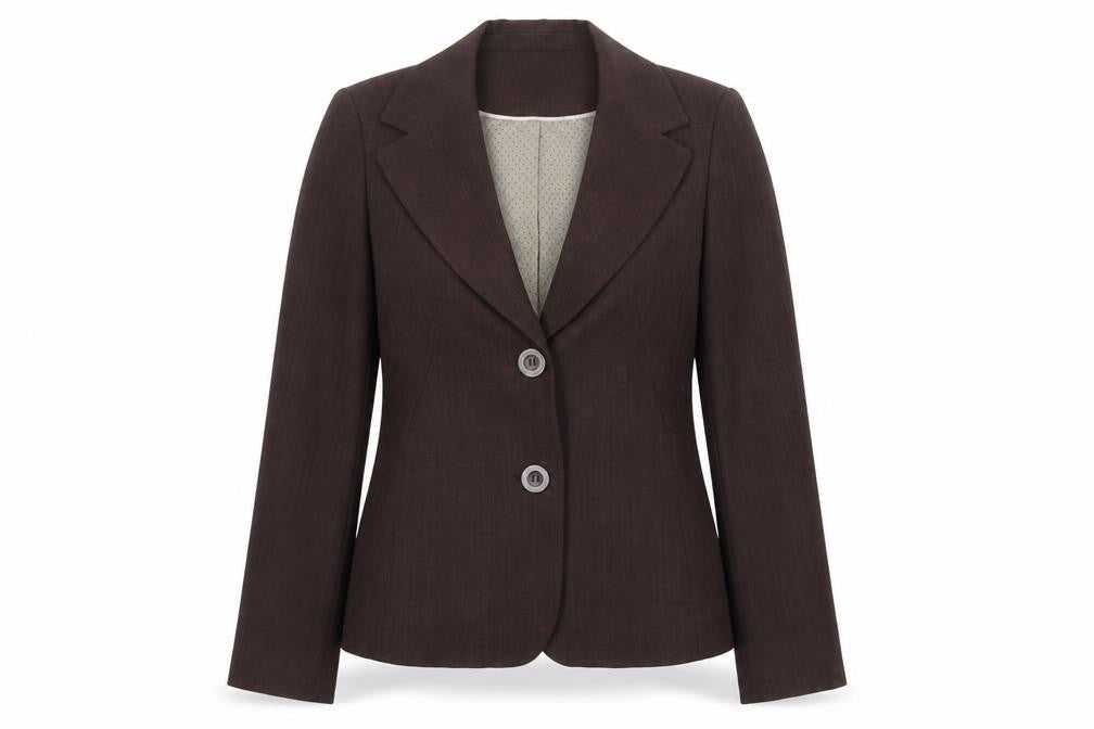 Front view of Debenhams women’s brown polyester jacket blazer, size UK 10