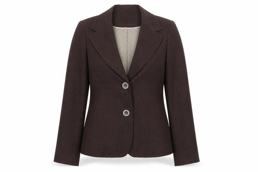 Front view of Debenhams women’s brown polyester jacket blazer, size UK 10