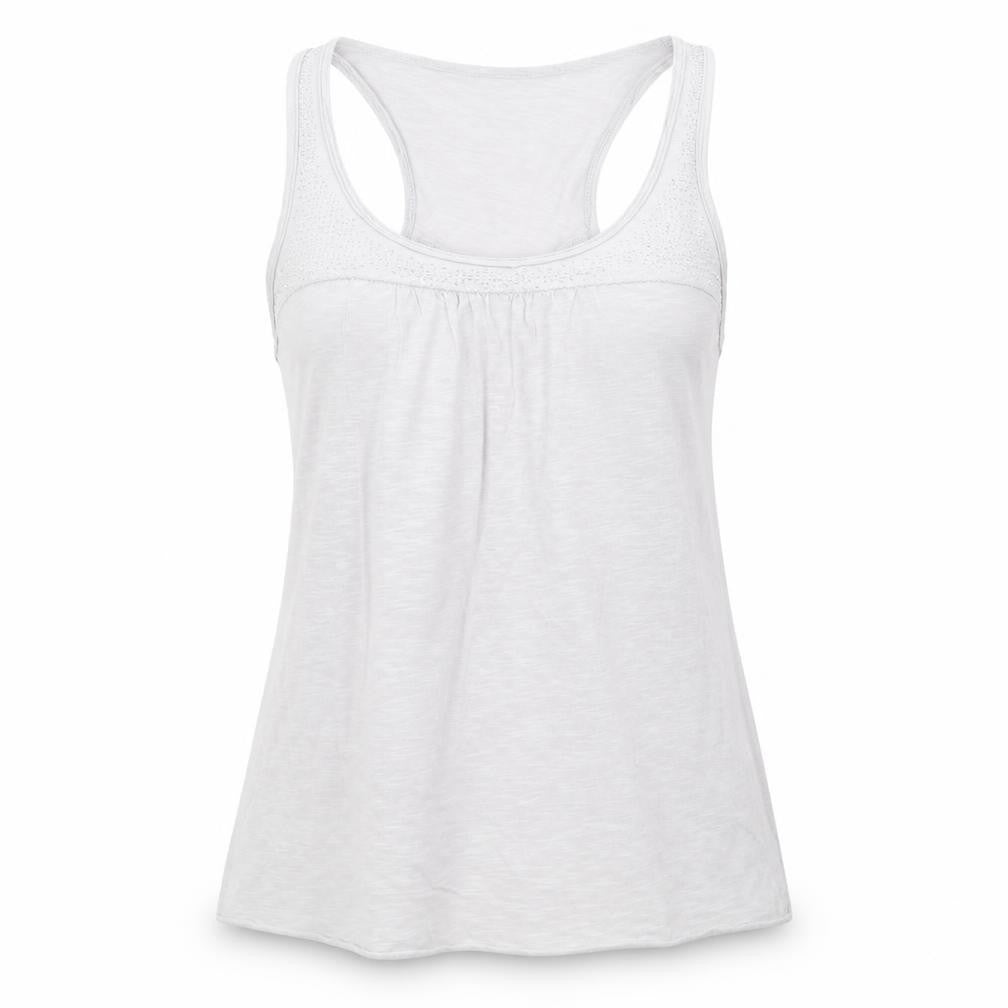 Front view of Miss Selfridge women’s grey 100% cotton basic tank, size UK 12, round neck