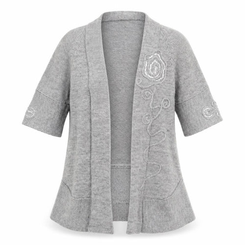Roman Womens Grey V-Neck Wool Cardigan Jumper Size 10