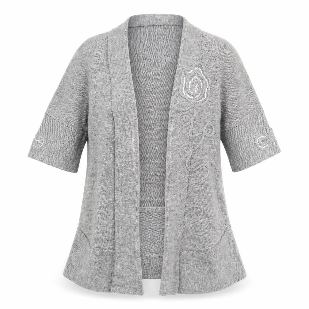 Roman Womens Grey V-Neck Wool Cardigan Jumper Size 10