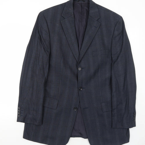 BARUTTI Mens Blue Striped Wool Jacket Suit Jacket Size 40 Regular