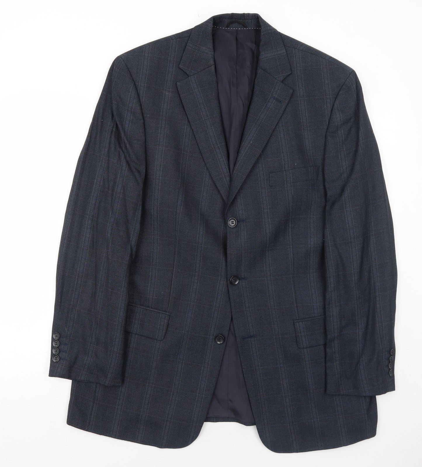 BARUTTI Mens Blue Striped Wool Jacket Suit Jacket Size 40 Regular