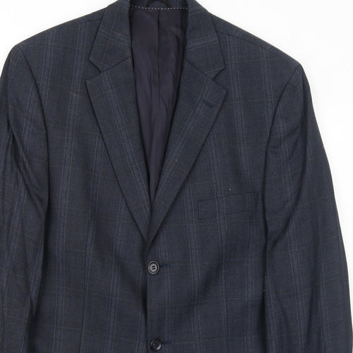 BARUTTI Mens Blue Striped Wool Jacket Suit Jacket Size 40 Regular