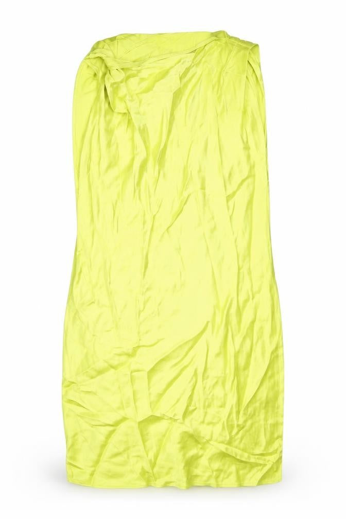 Front view of Marks & Spencer women’s yellow viscose shift, size XS, boat neck pullover