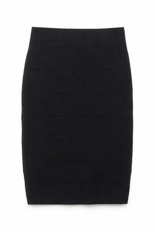 Front view of Romeo & Juliet Couture women’s black rayon bandage skirt, size S