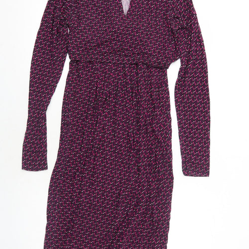 JoJo Maman Bébé Womens Purple Geometric Viscose A-Line Size S Boat Neck Pullover - Keyhole Neck
