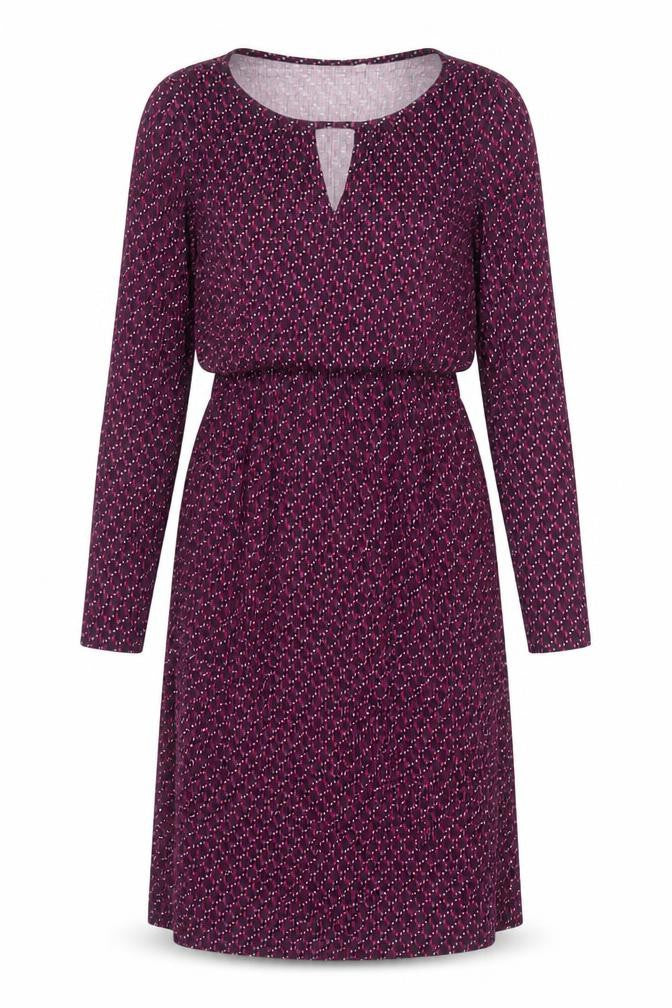 JoJo Maman Bébé Womens Purple Geometric Viscose A-Line Size S Boat Neck Pullover - Keyhole Neck