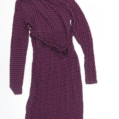 JoJo Maman Bébé Womens Purple Geometric Viscose A-Line Size S Boat Neck Pullover - Keyhole Neck