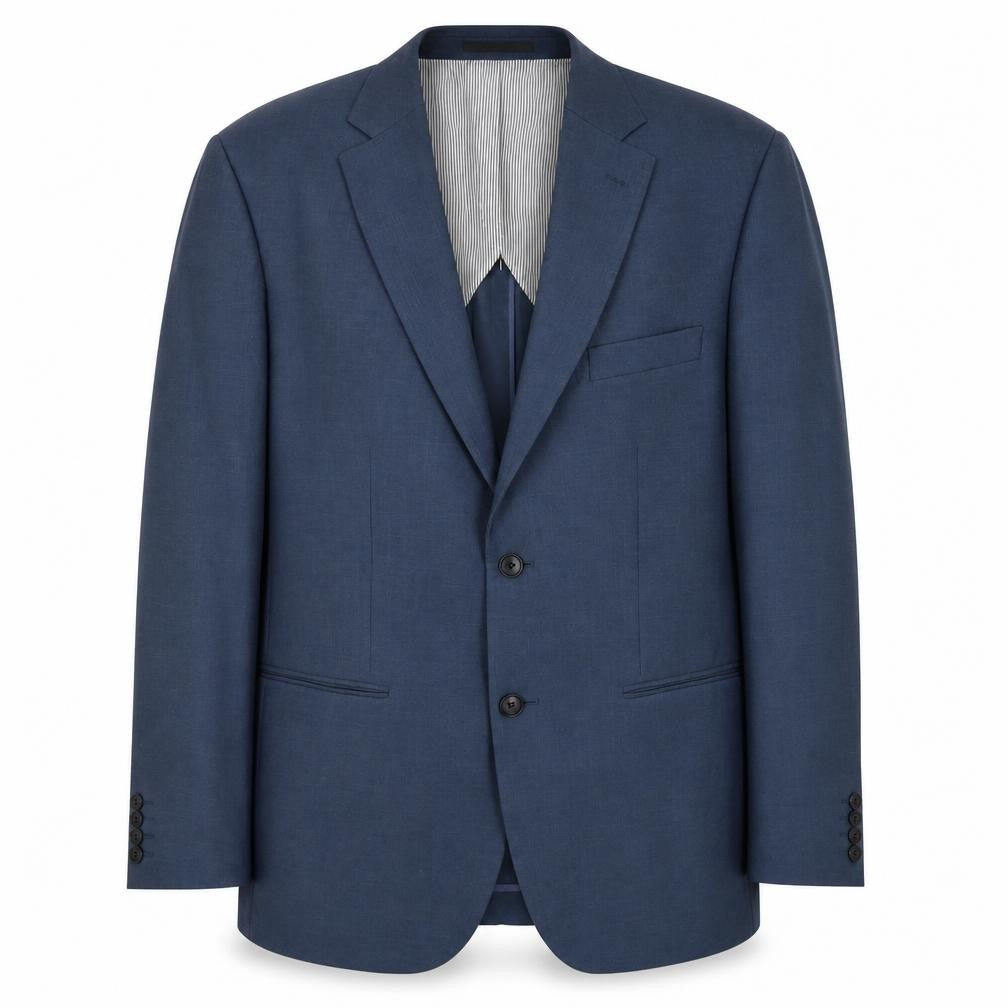 Front view of Greenwoods men’s blue polyester jacket suit jacket, size 42, regular