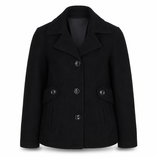 Front view of Gap women’s black jacket, size M, button