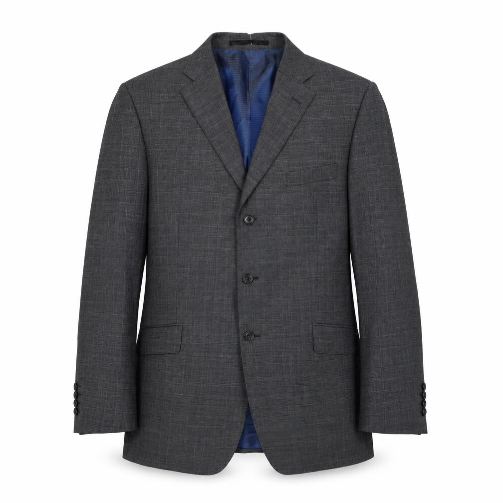 Front view of Marks & Spencer men’s grey plaid wool jacket suit jacket, size 42, regular