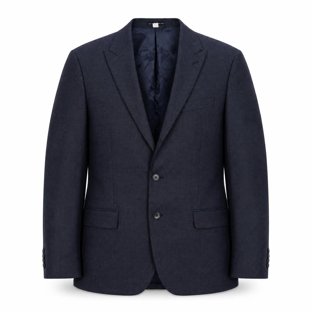 Front view of Marks & Spencer men’s blue wool jacket suit jacket, size 44, regular