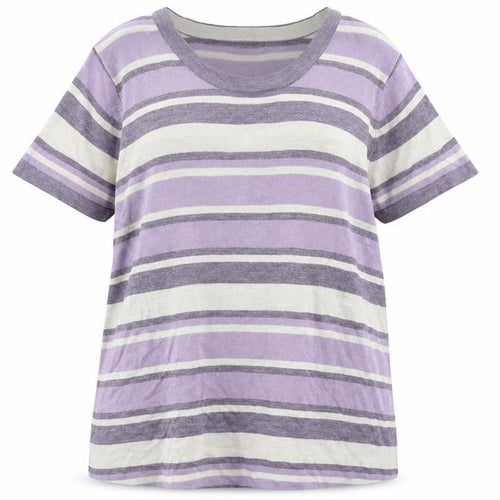 Marks and Spencer Womens Purple Round Neck Striped Acrylic Pullover Jumper Size 20