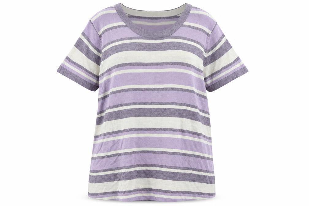 Marks and Spencer Womens Purple Round Neck Striped Acrylic Pullover Jumper Size 20