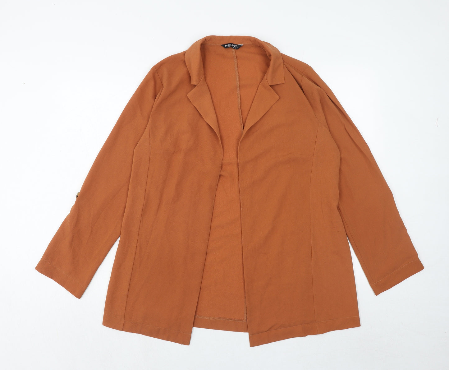 Select Womens Orange Polyester Jacket Blazer Size 14 Pullover