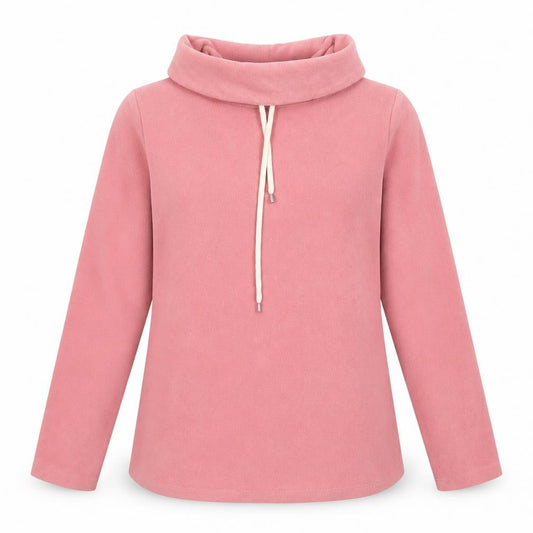 Front view of D&Co. women’s pink polyester pullover sweatshirt, size M, pullover