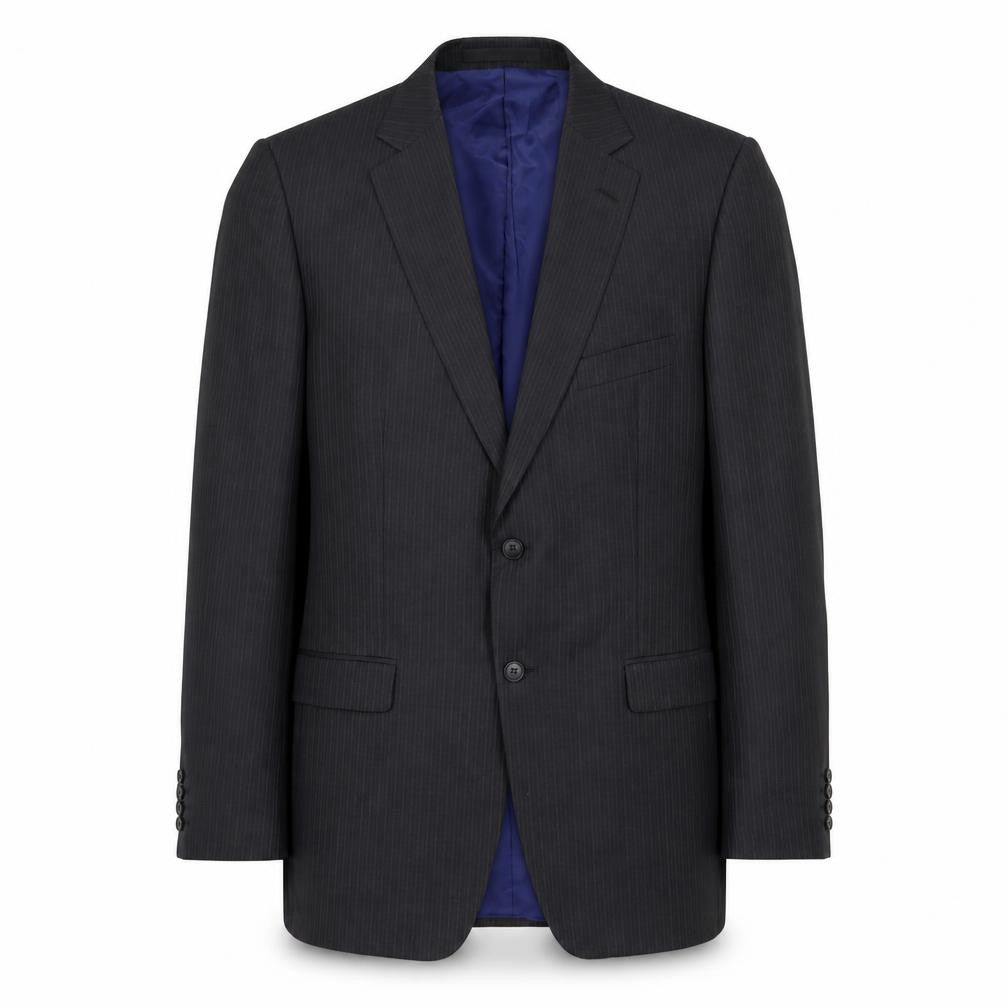 Front view of Marks & Spencer men’s grey striped wool jacket suit jacket, size 42, regular
