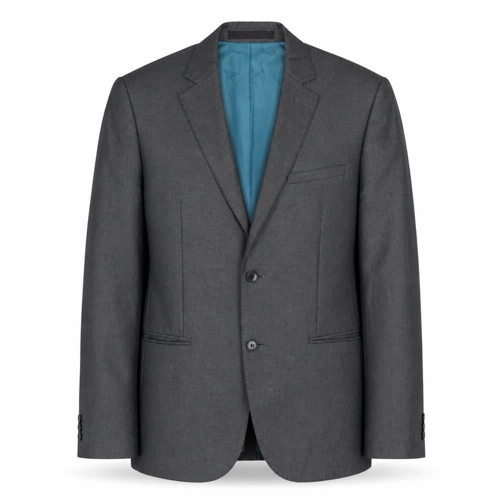 Front view of Marks & Spencer men’s grey geometric polyester jacket suit jacket, size 38, regular