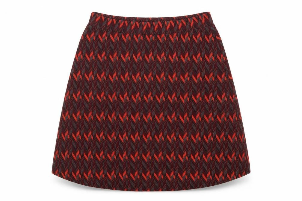 Front view of Glamorous women’s multicoloured geometric polyester swing skirt, size S