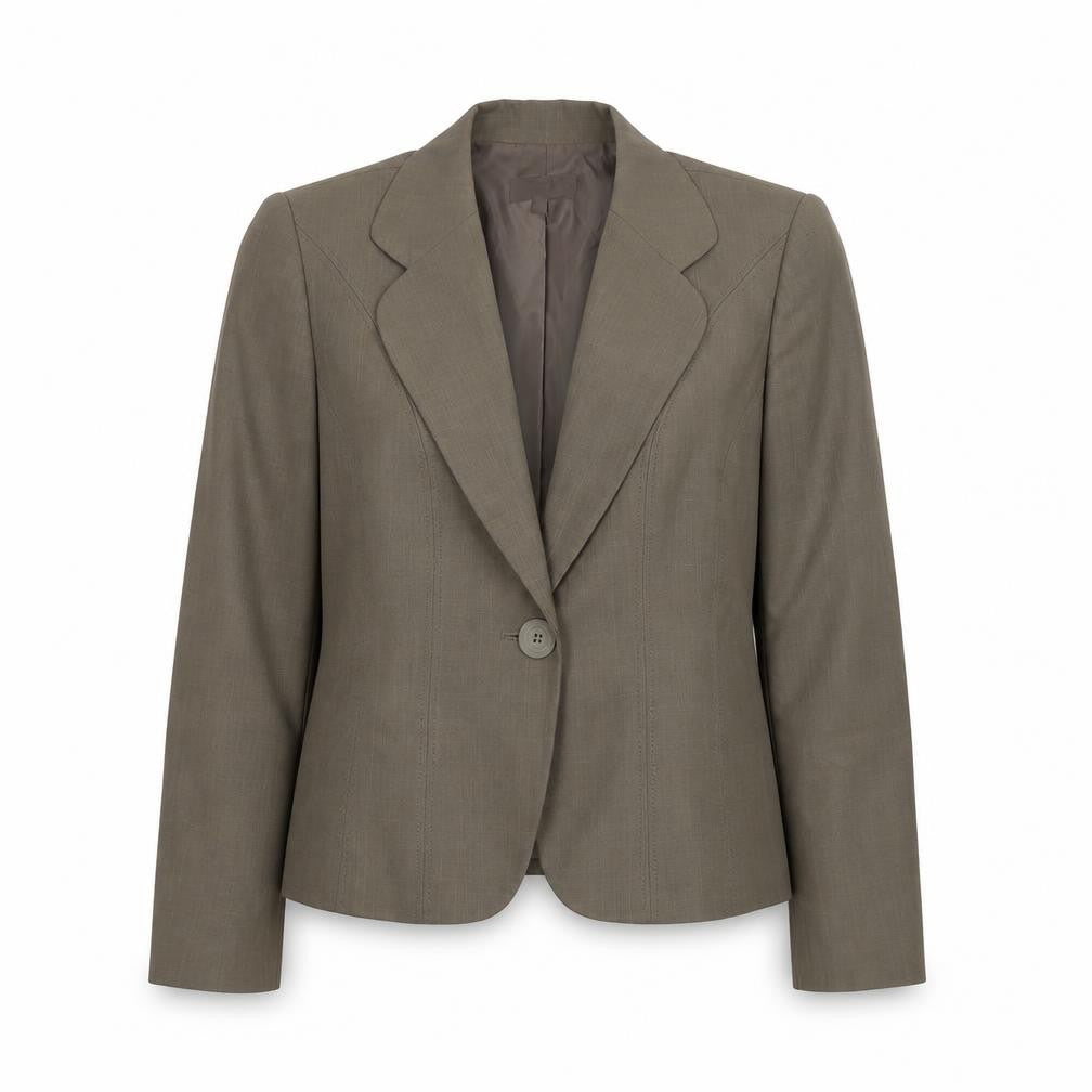 Front view of Marks & Spencer women’s grey polyester jacket blazer, size UK 20