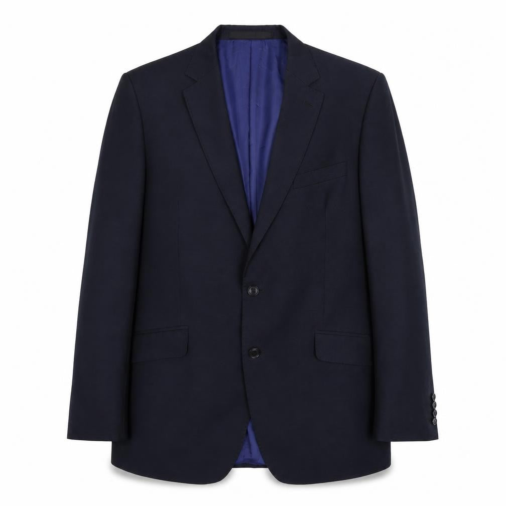 Front view of Marks & Spencer men’s blue wool jacket suit jacket, size L, regular