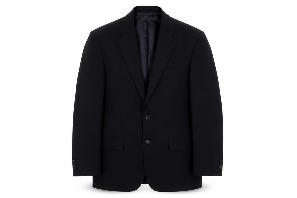 Front view of Greenwoods men’s blue polyester jacket suit jacket, size M, regular