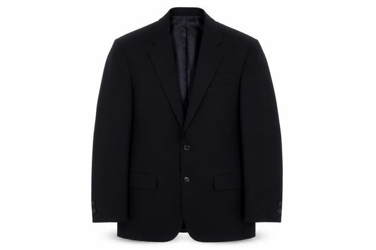 Front view of Greenwoods men’s blue polyester jacket suit jacket, size M, regular