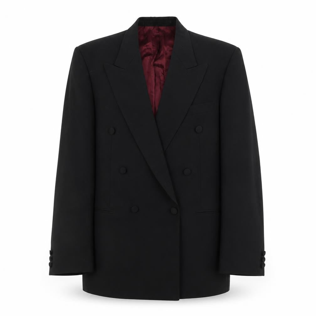 Front view of Marks & Spencer men’s black polyester jacket suit jacket, size L, regular