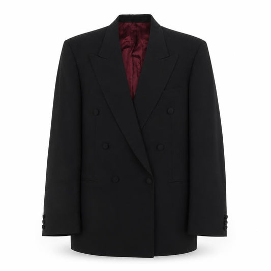 Front view of Marks & Spencer men’s black polyester jacket suit jacket, size L, regular