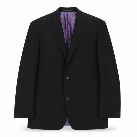 Front view of Greenwoods men’s black polyester jacket suit jacket, size L, regular