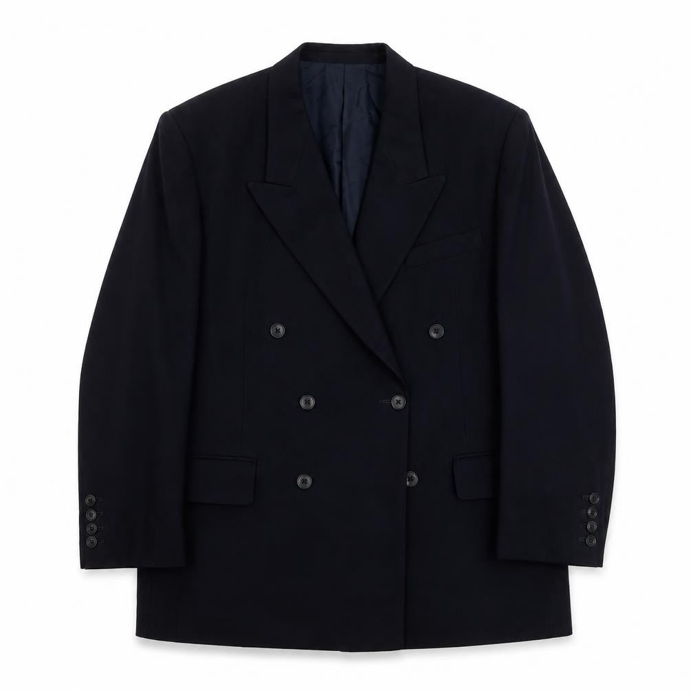 Front view of Keith Wilson men’s blue polyester jacket suit jacket, size L, regular