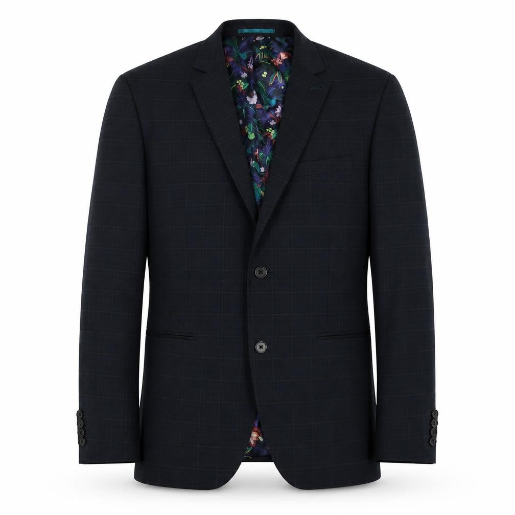 Front view of Next men’s blue polyester jacket suit jacket, size L, regular