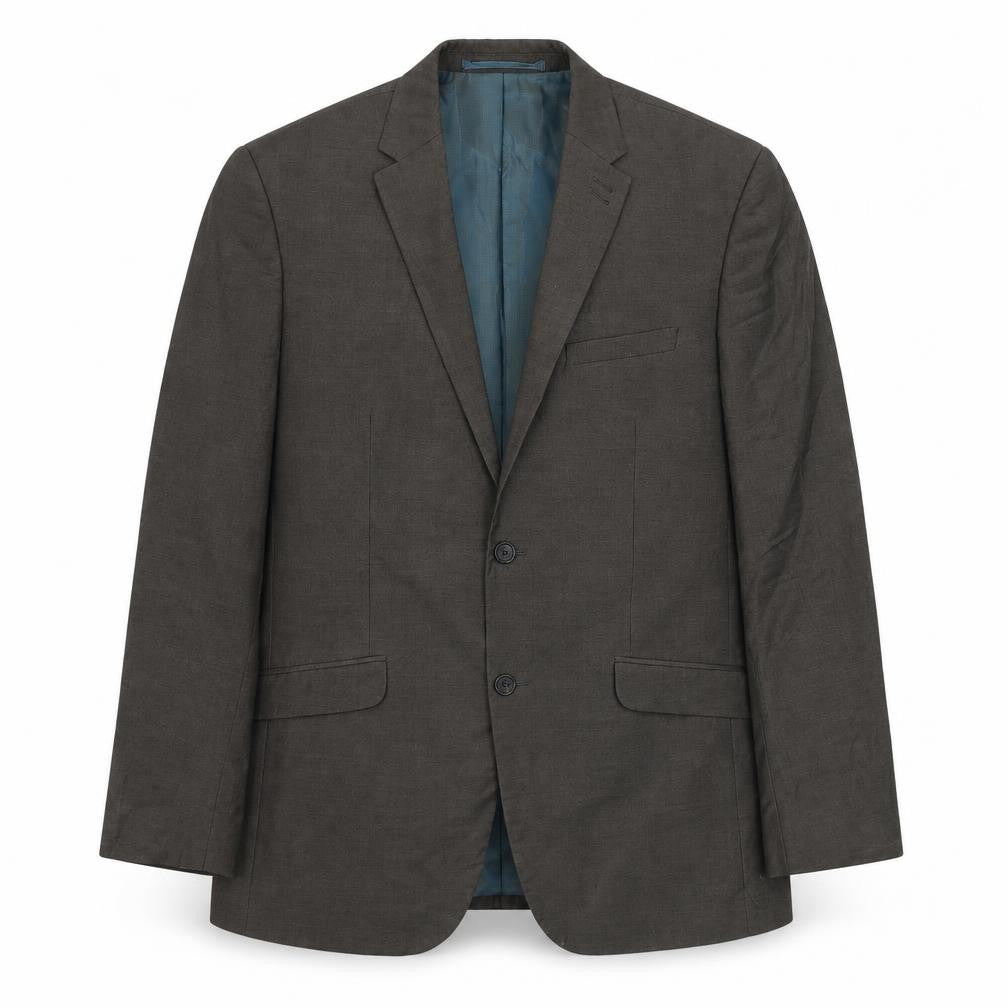 Front view of Next men’s brown polyester jacket suit jacket, size L, regular