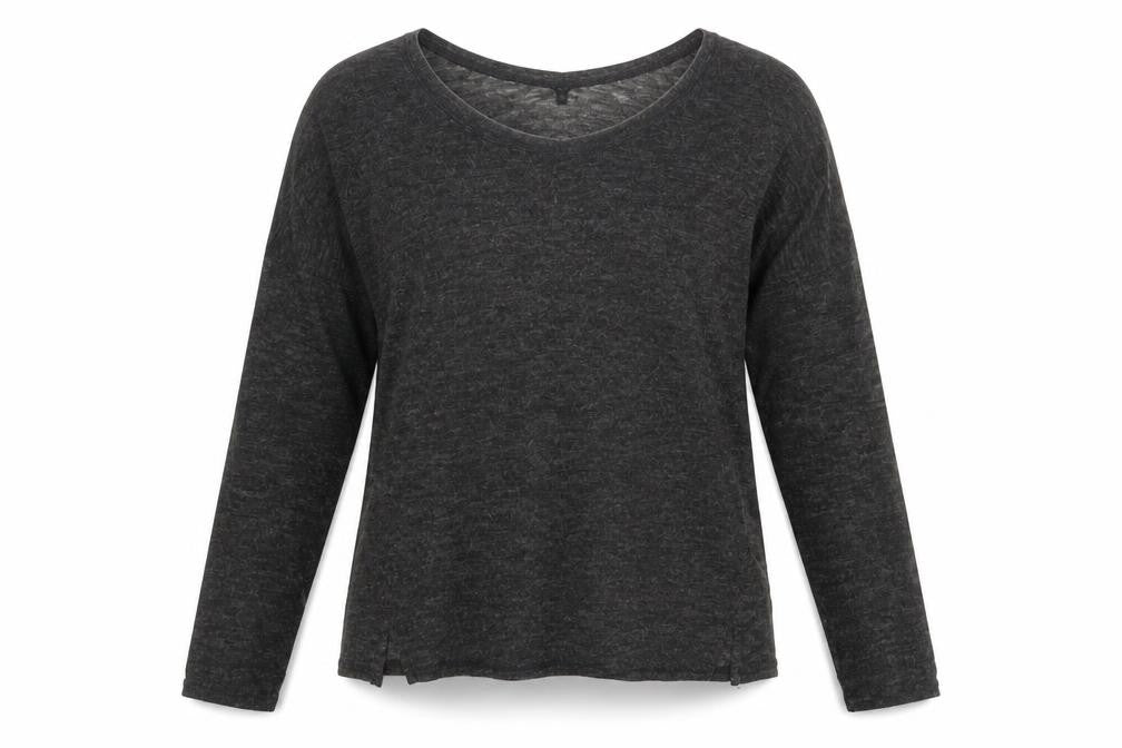 Front view of Next women’s black v-neck acrylic jumper, size UK 12
