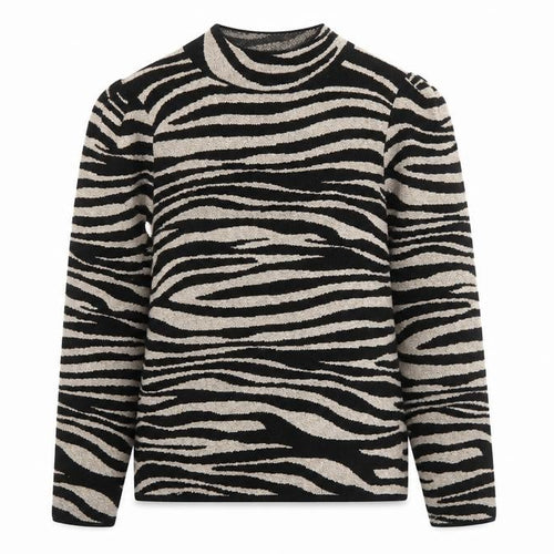 NEXT Womens Black Round Neck Animal Print Cotton Pullover Jumper Size M - Tiger Print