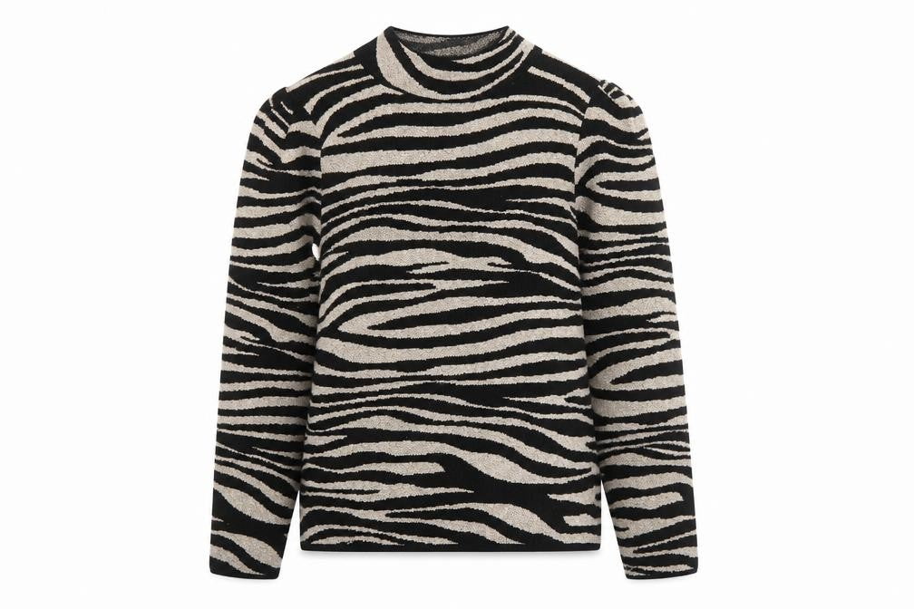 NEXT Womens Black Round Neck Animal Print Cotton Pullover Jumper Size M - Tiger Print