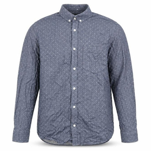 H&M Mens Blue Polka Dot Cotton Button-Up Size S Collared Button
