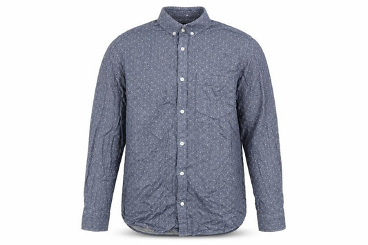 H&M Mens Blue Polka Dot Cotton Button-Up Size S Collared Button