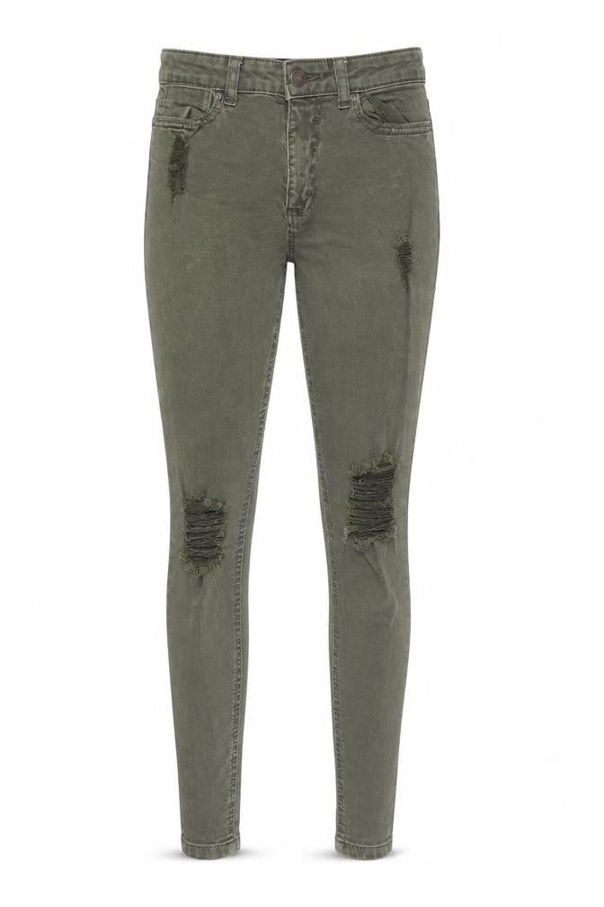 New Look Womens Green Cotton Skinny Jeans Size 8 Regular Zip