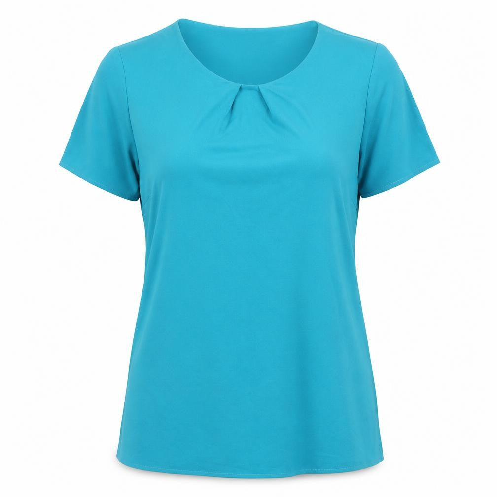 Vortex Womens Blue Polyester Basic T-Shirt Size 14 Round Neck