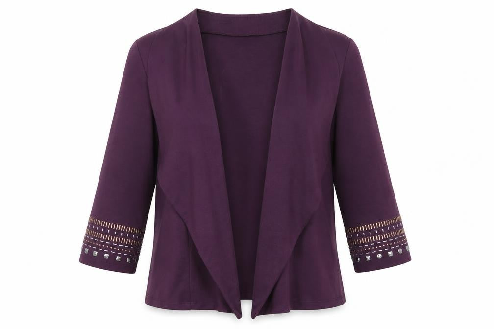 Epilogue Womens Purple V-Neck Polyester Cardigan Jumper Size 12