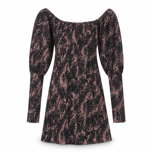 Front view of Topshop women’s black geometric polyester a-line, size UK 6, square neck pullover