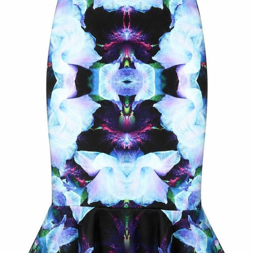 Ginger Fizz Womens Multicoloured Geometric Polyester Trumpet Skirt Size 10 Zip