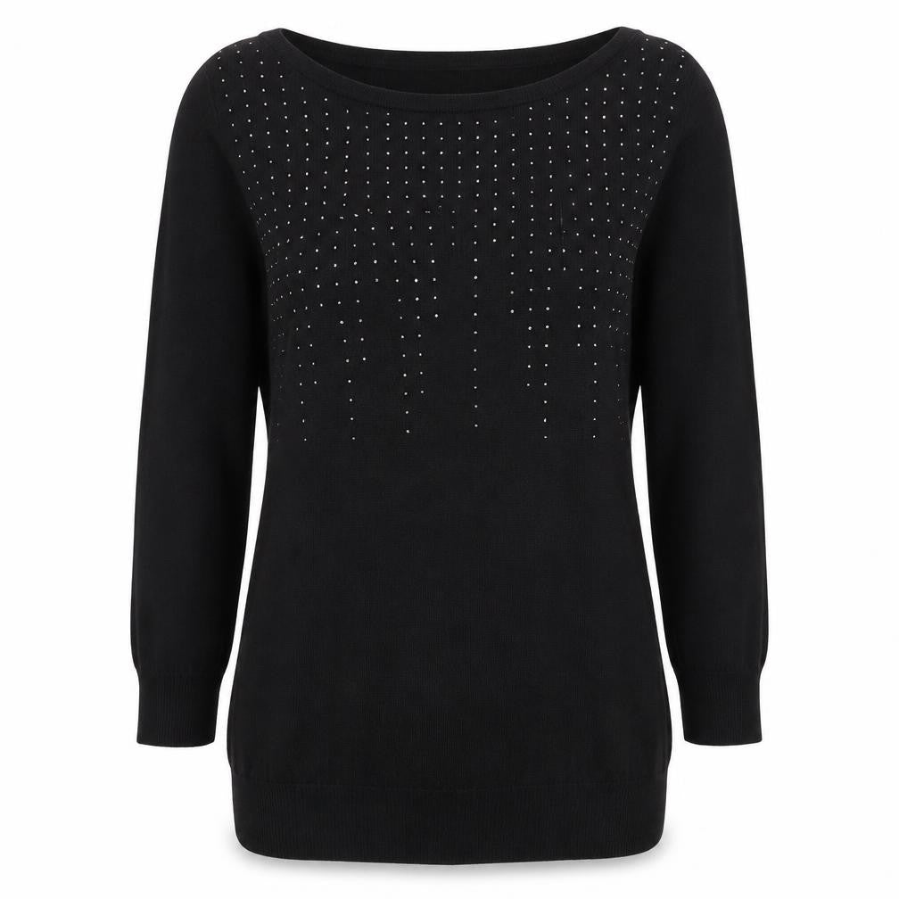 Front view of Next women’s black boat neck cotton jumper, size UK 8